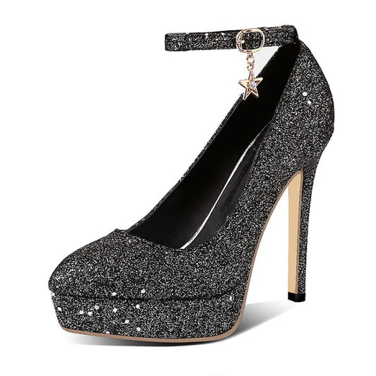 Color: Black, Size: 37 - High Heels Silver Ritual French New Style Banquet Stiletto Shoes