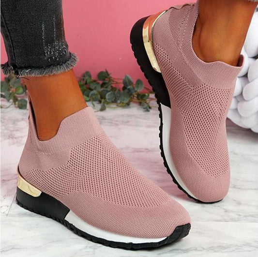 Color: Pink, Size: 40 - 2021 Wish New Flying Woven Socks Shoes Stretch Cloth Large Size Women'S Shoes Spot Amazon European And American Foreign Trade Women'S Shoes