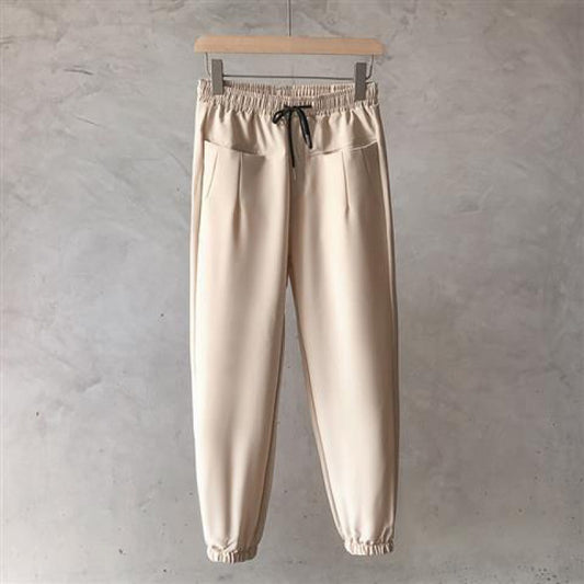 Apricot, Size: L - All-match Casual Pants Drawstring