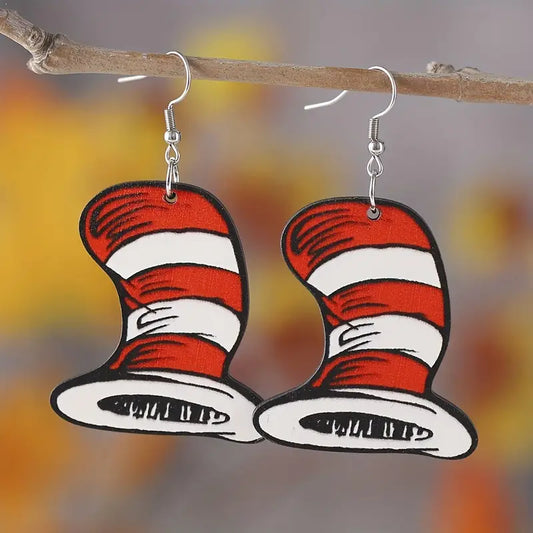 Cute  Cat and the Hat Earrings