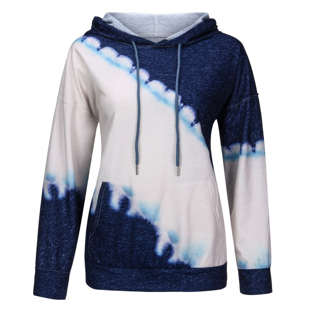 women's loose tie-dye print hoodedie