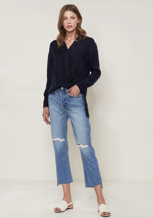 Women's Wrapped High Low Hem Blouse Top