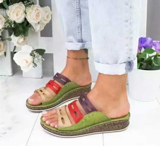 Color: Green, Size: 43 - Car Line Hollow Color Leisure Sandals And Slippers