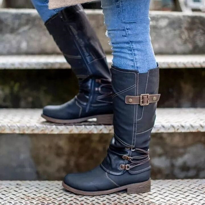 women's leather knight boots