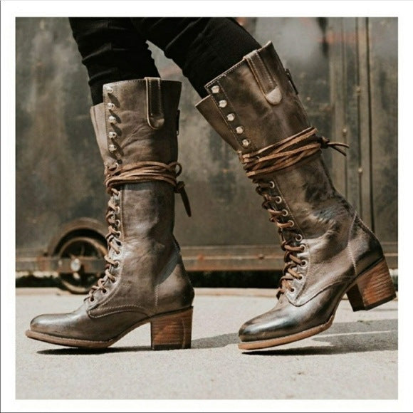 Lace-up Boots Women's Boots With Thick Heel