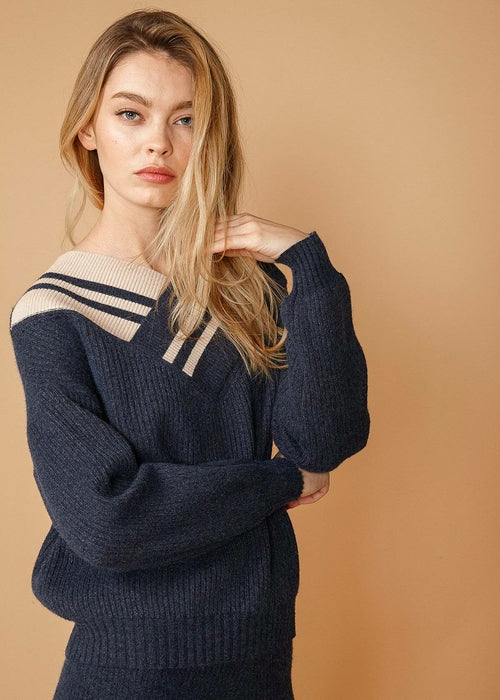 Women's Varsity Sweater in Midnight