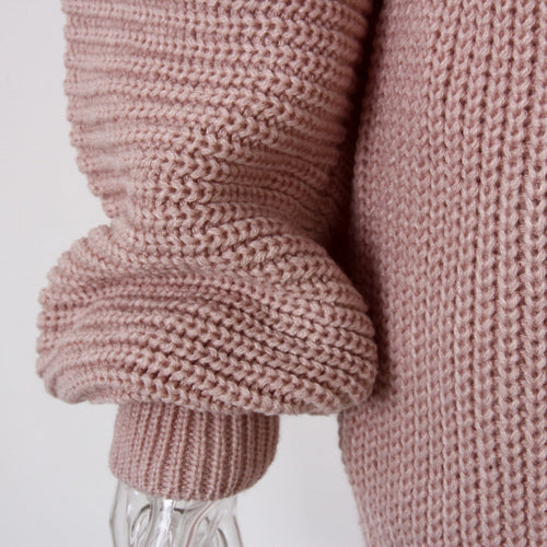 Autumn And Winter Long Sleeve Word-Neck Casual Loose Knitted Sweater