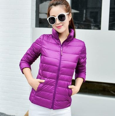 Color: Purple, Size: L - Thin down jacket