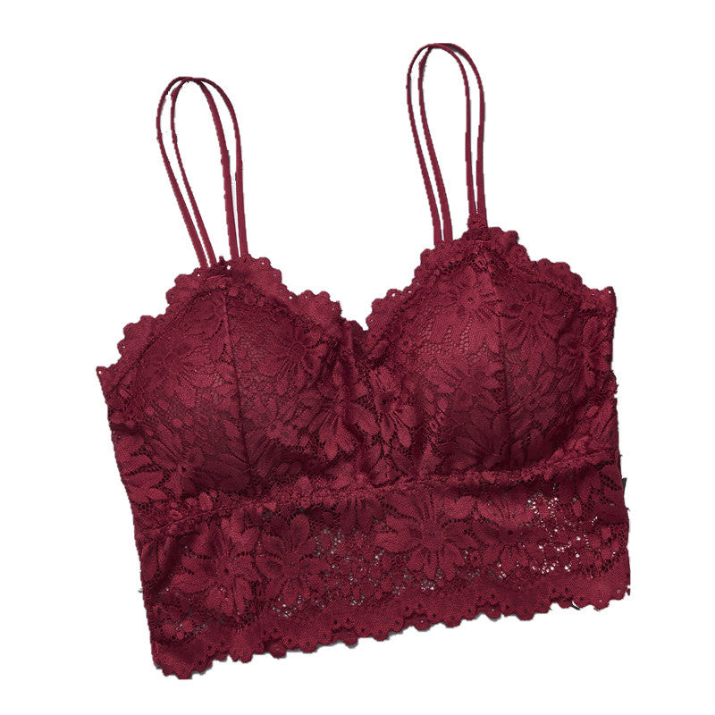 Color: Wine red, size: L - Lace Sun FlowerSexy Wrapped Breast