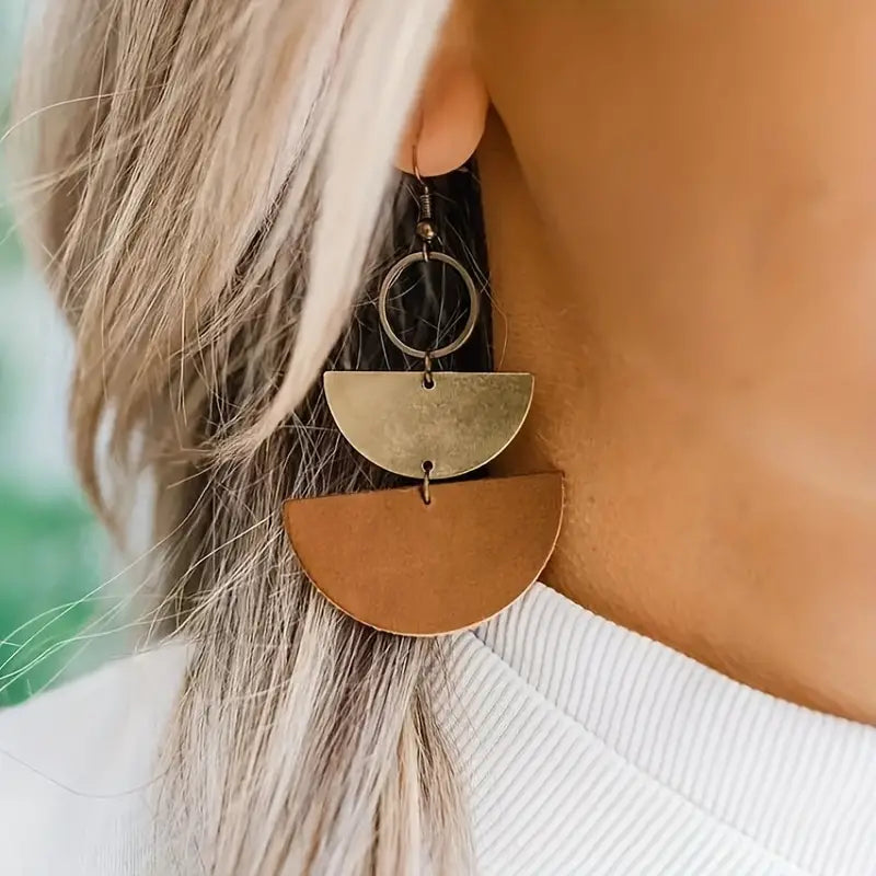 Leather Drop Earrings Ethnic Style