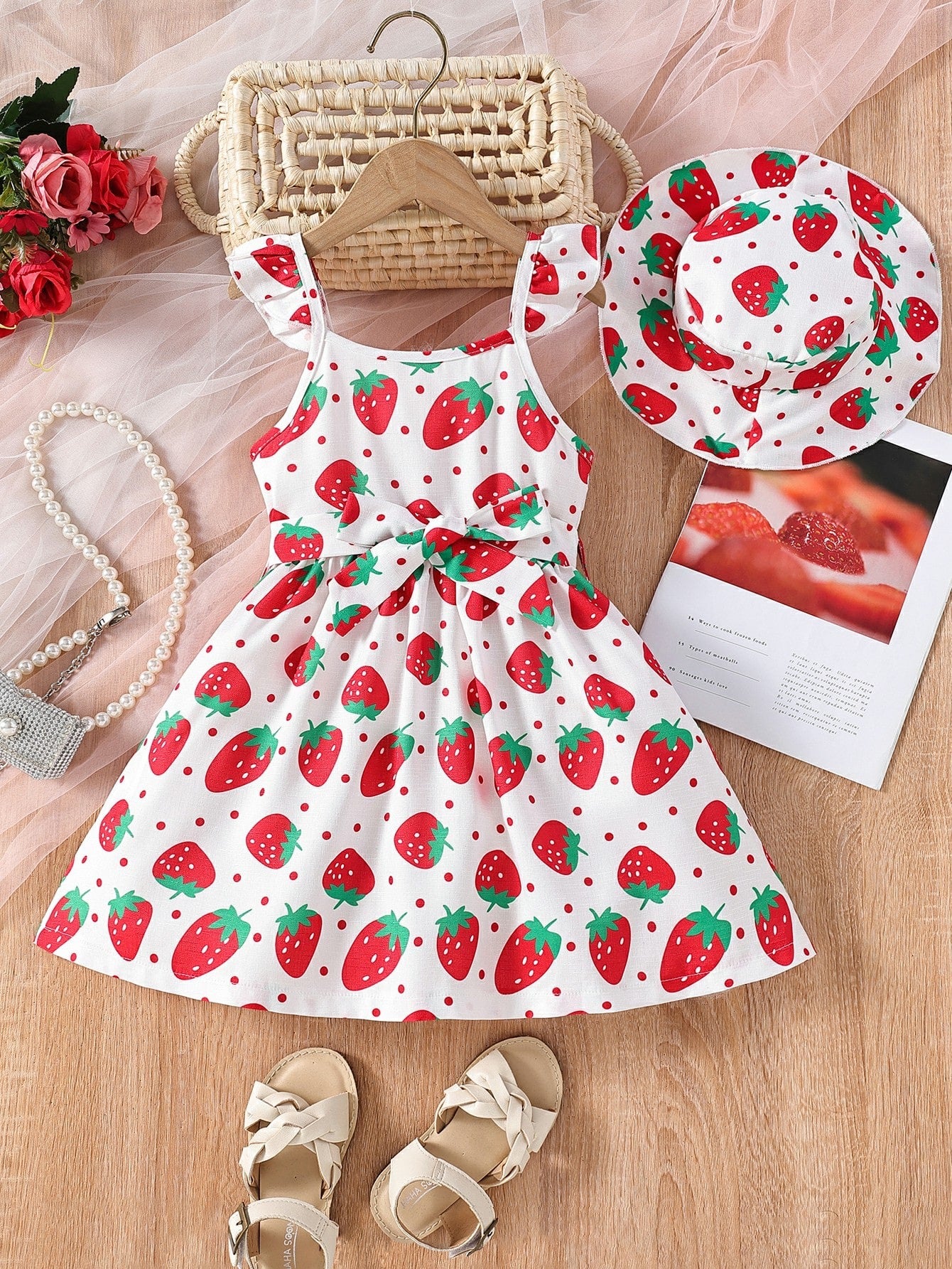 Strawberry 2 pc dress and hat