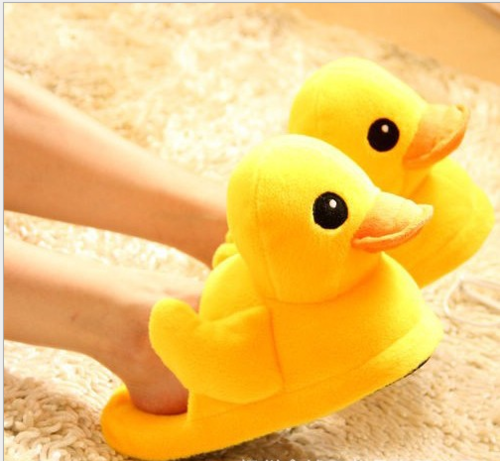 Winter Women Warm Indoor Slippers Ladies Fashion Cute Yellow Duck Shoe