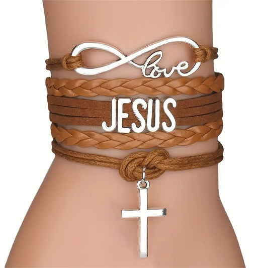 JESUS Christian Bible Cross Braided Bracelet