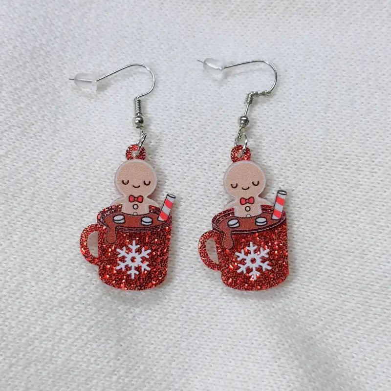 Snowflake Cup Dangle Earrings