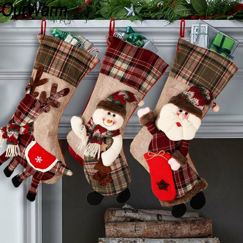 Warm Large Christmas Stocking Santa, snowman or Reindeer