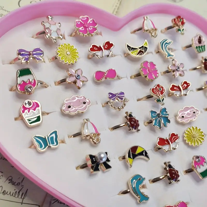 20 Pc Girls Cute adjustable rings