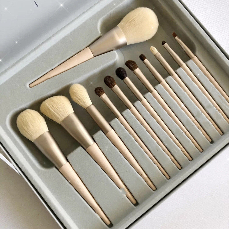 Color: Morandi set brush to send beig - Set Of 12 Makeup Brushes