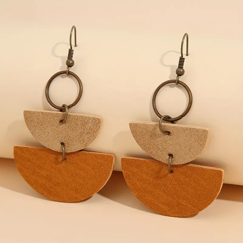 Leather Drop Earrings Ethnic Style