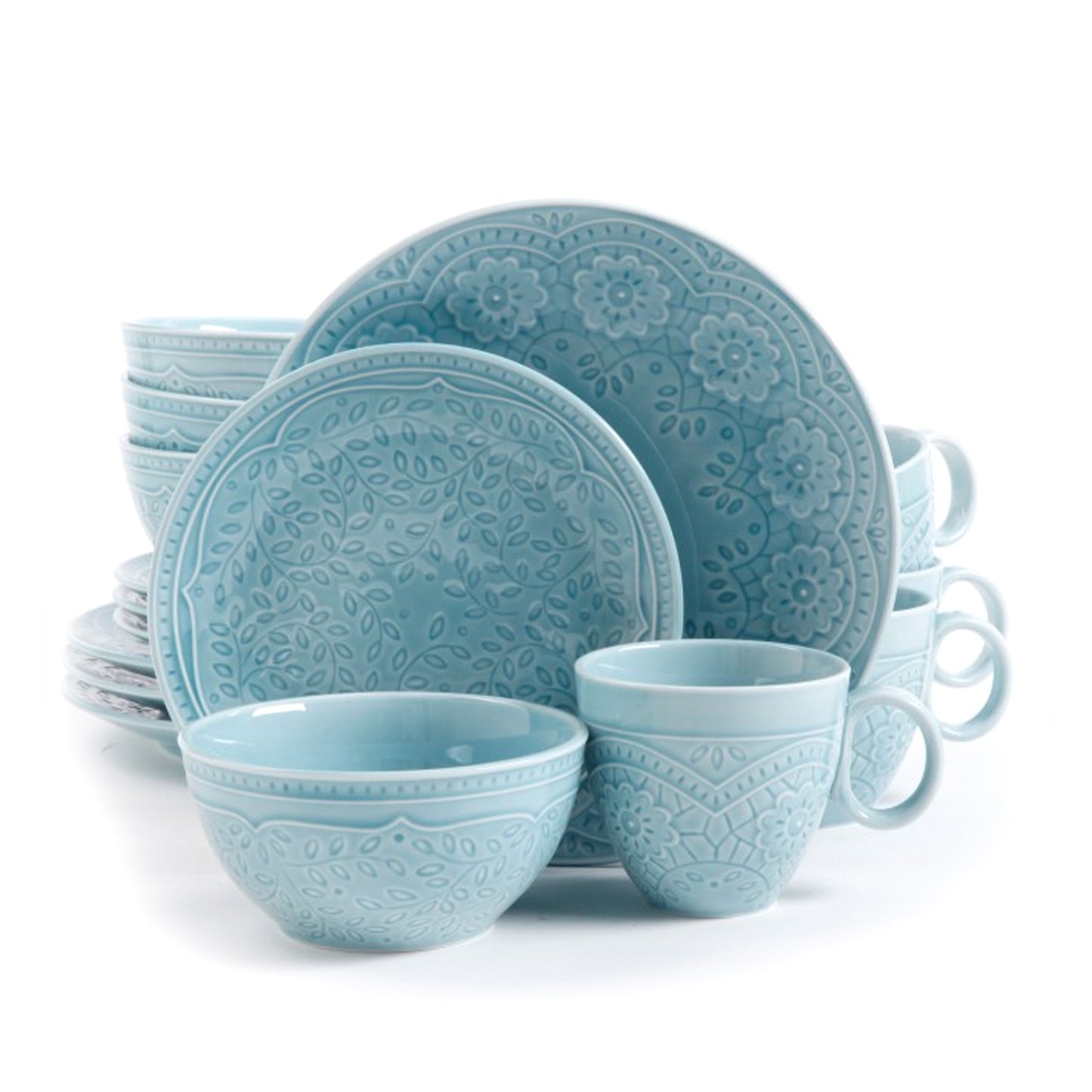 Gibson Elite Alemany 16-Piece Dinnerware Set, Aqua