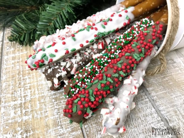 Dipped holiday pretzel sticks