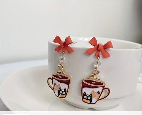 Coffee Cat mug earrings