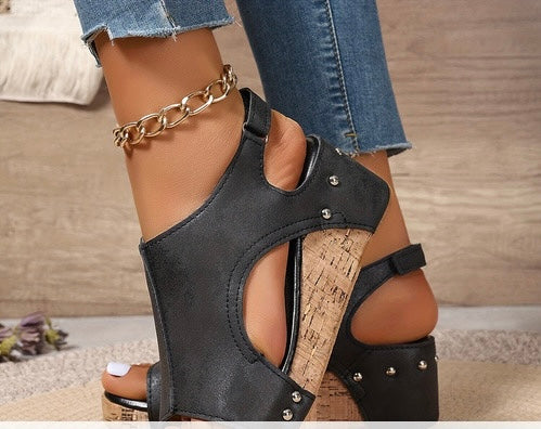 Cute leather wedge sandal