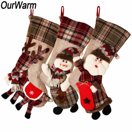 Warm Large Christmas Stocking Santa, snowman or Reindeer