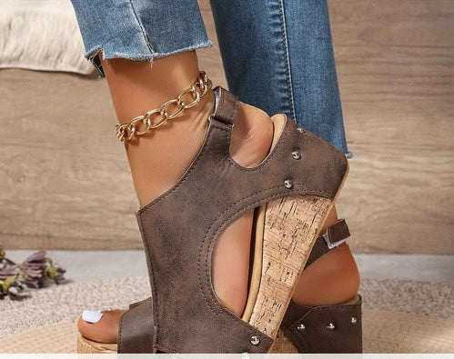 Cute leather wedge sandal