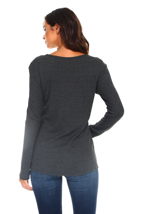 Women's Lace Up Long Sleeve Top