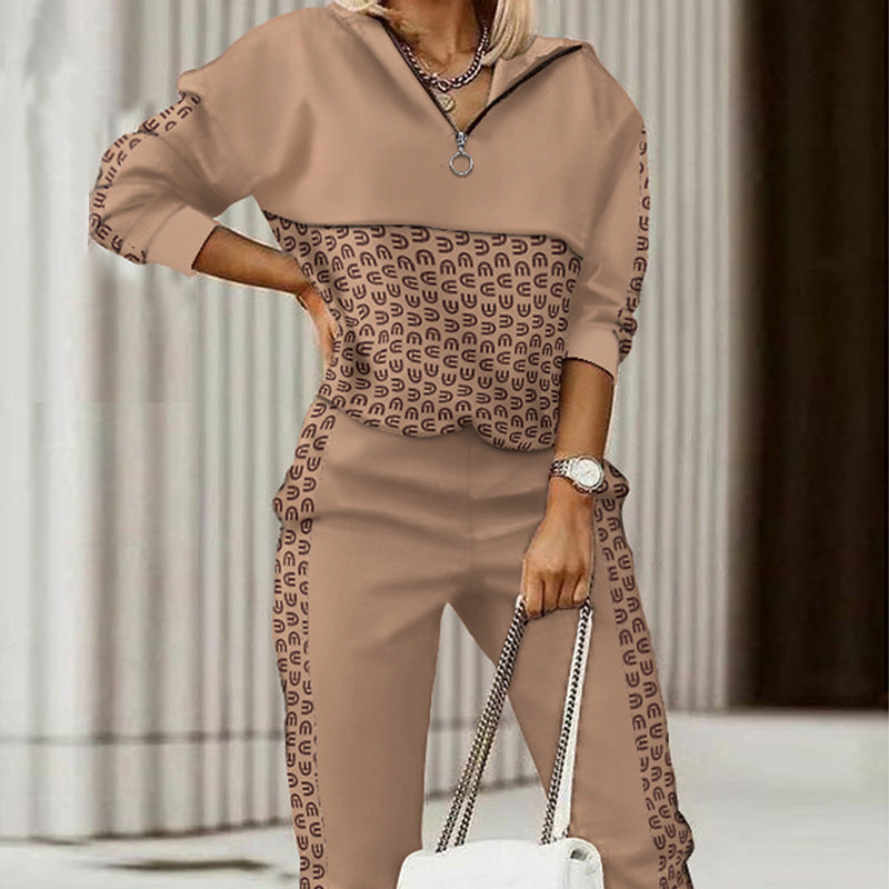 women's V-neck sweater harem pants two-piece set