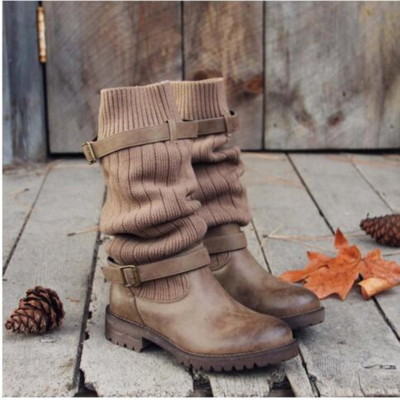 women's wool barrel leather boots