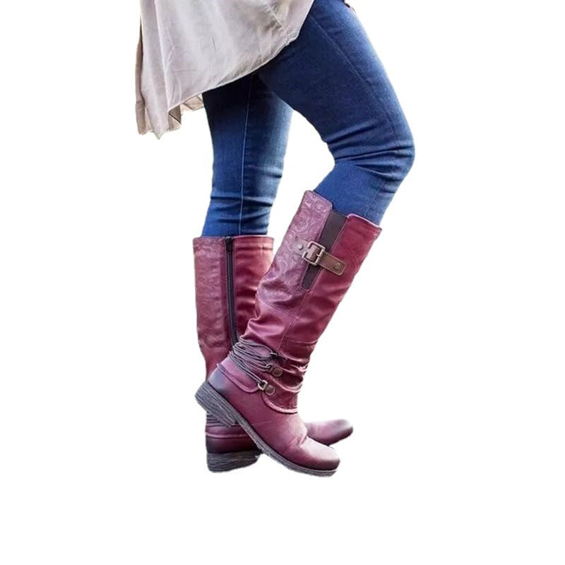 women's leather knight boots