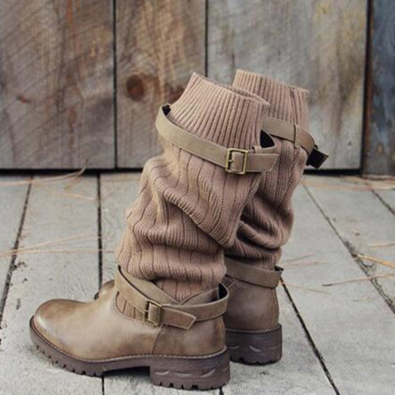 women's wool barrel leather boots