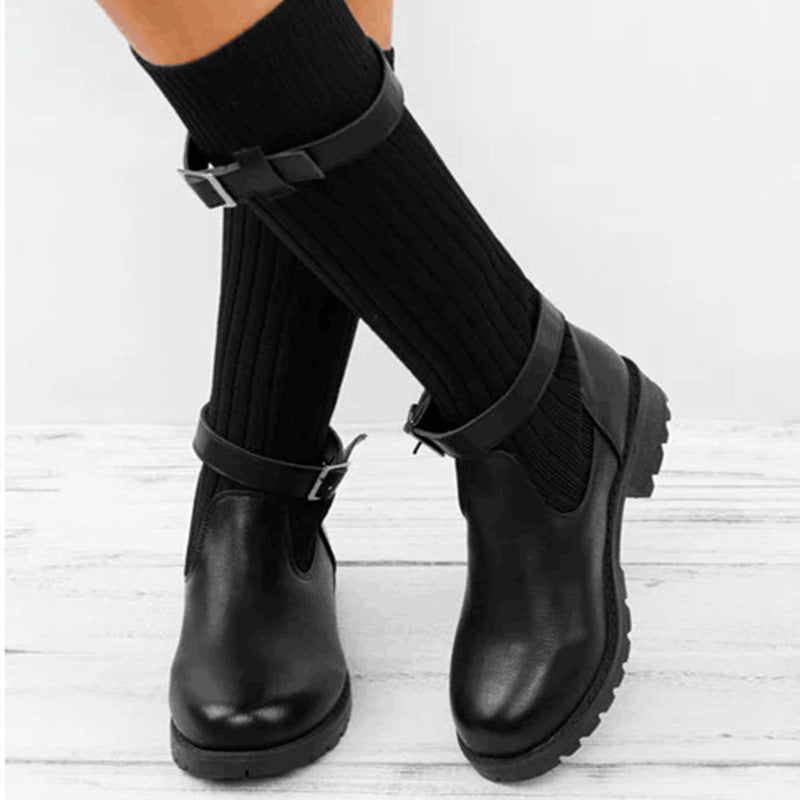 women's wool barrel leather boots