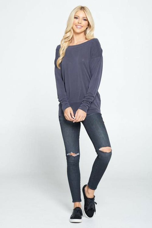 Modal Knit Solid Top with Dolman Sleeve