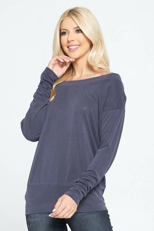 Modal Knit Solid Top with Dolman Sleeve