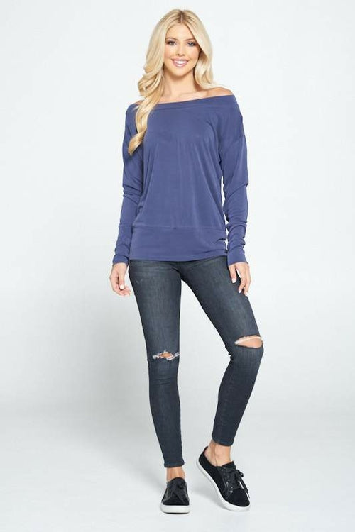 Modal Knit Solid Top with Dolman Sleeve