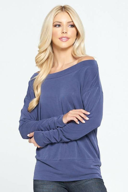 Modal Knit Solid Top with Dolman Sleeve