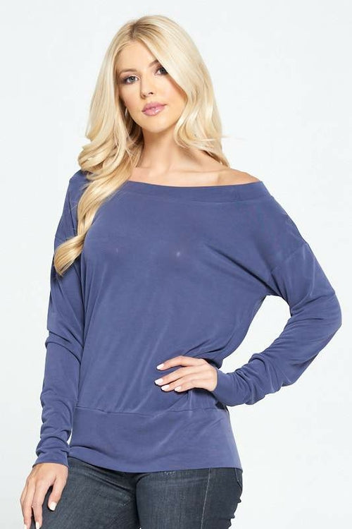 Modal Knit Solid Top with Dolman Sleeve