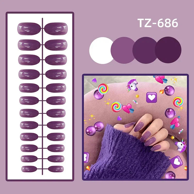 - 24Pcs/Solid Color Press On Acrylic Nail