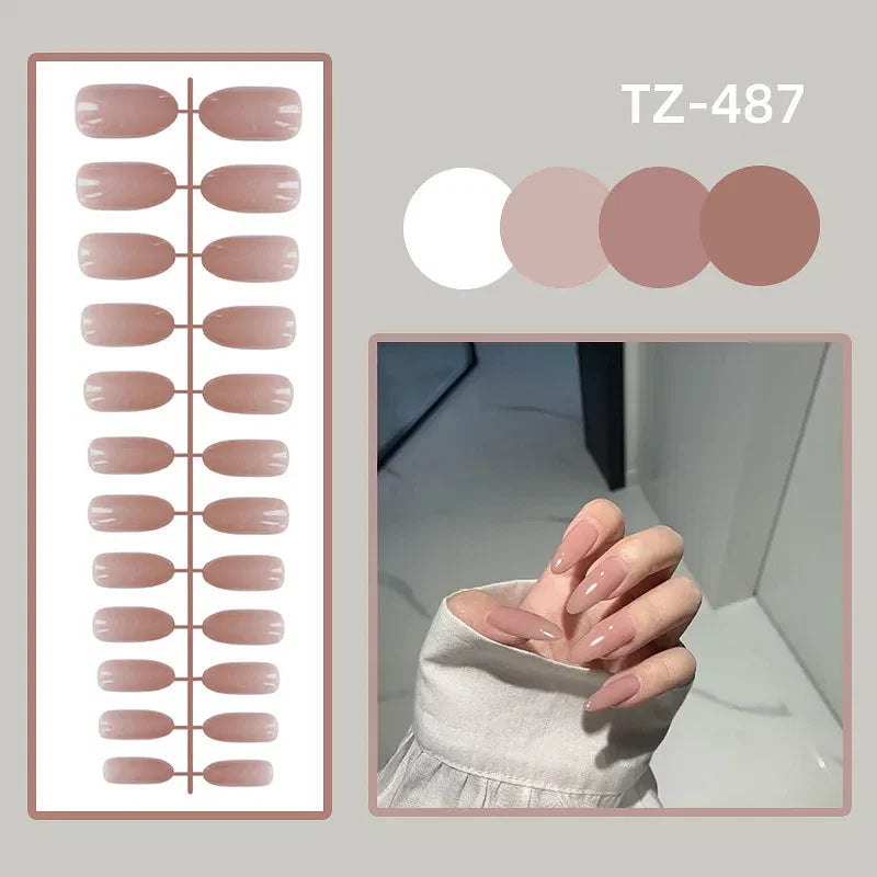 - 24Pcs/Solid Color Press On Acrylic Nail