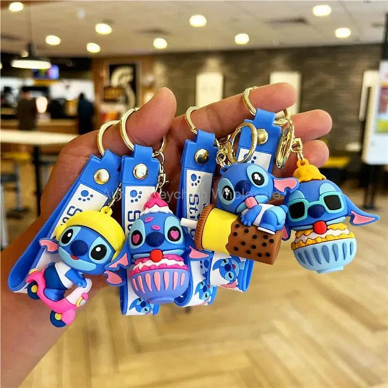 Mickey Mouse Minnie Lilo & Stitch Cartoon Keyring Kawaii Key Chain