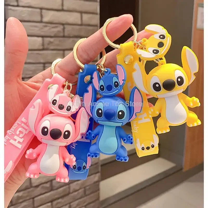 Mickey Mouse Minnie Lilo & Stitch Cartoon Keyring Kawaii Key Chain