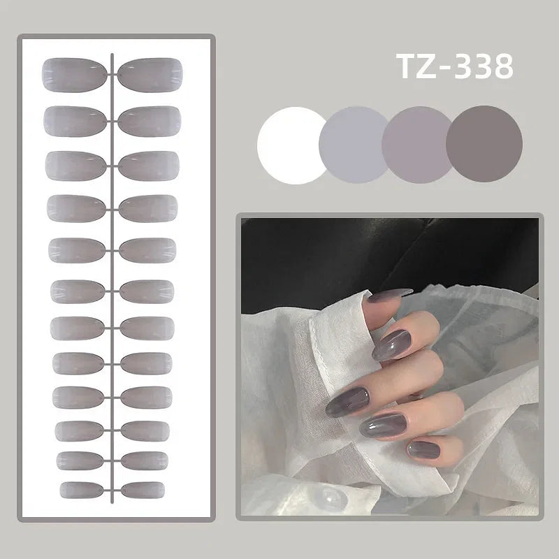 - 24Pcs/Solid Color Press On Acrylic Nail