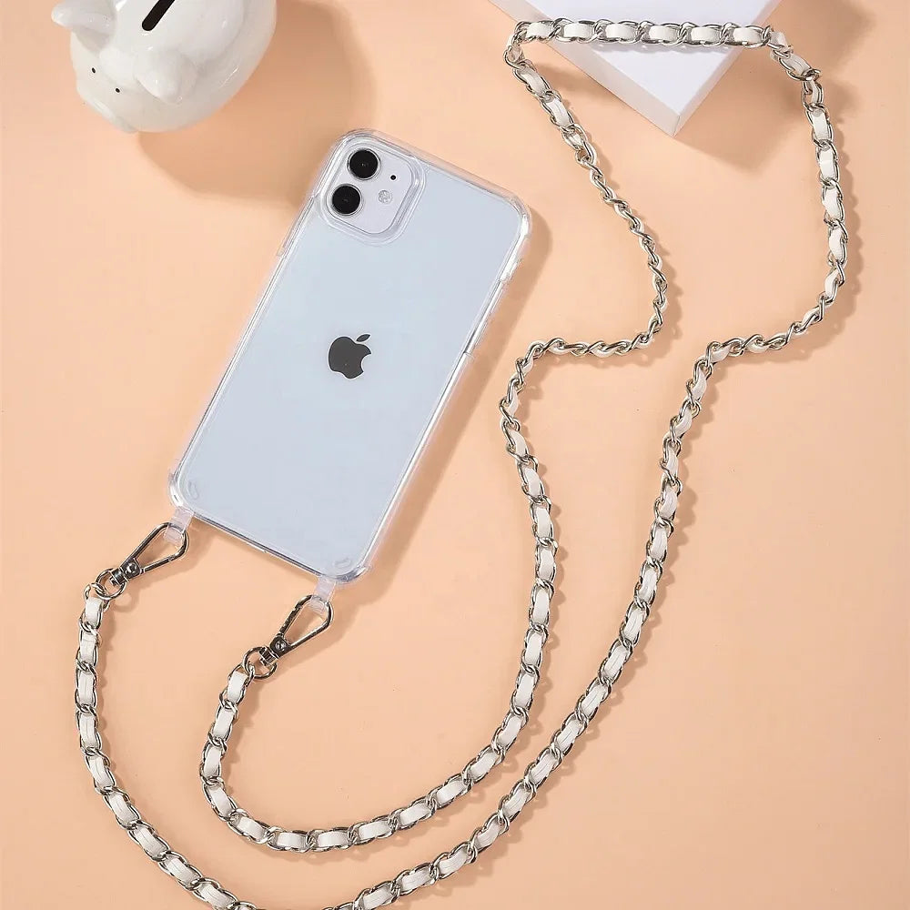 Crossbody Lanyard Necklace Pearl Bracelet Phone Case with Chain for Iphone 13 12 14 Pro Max 15 X XS 6S 7 8 Plus Cover with Strap