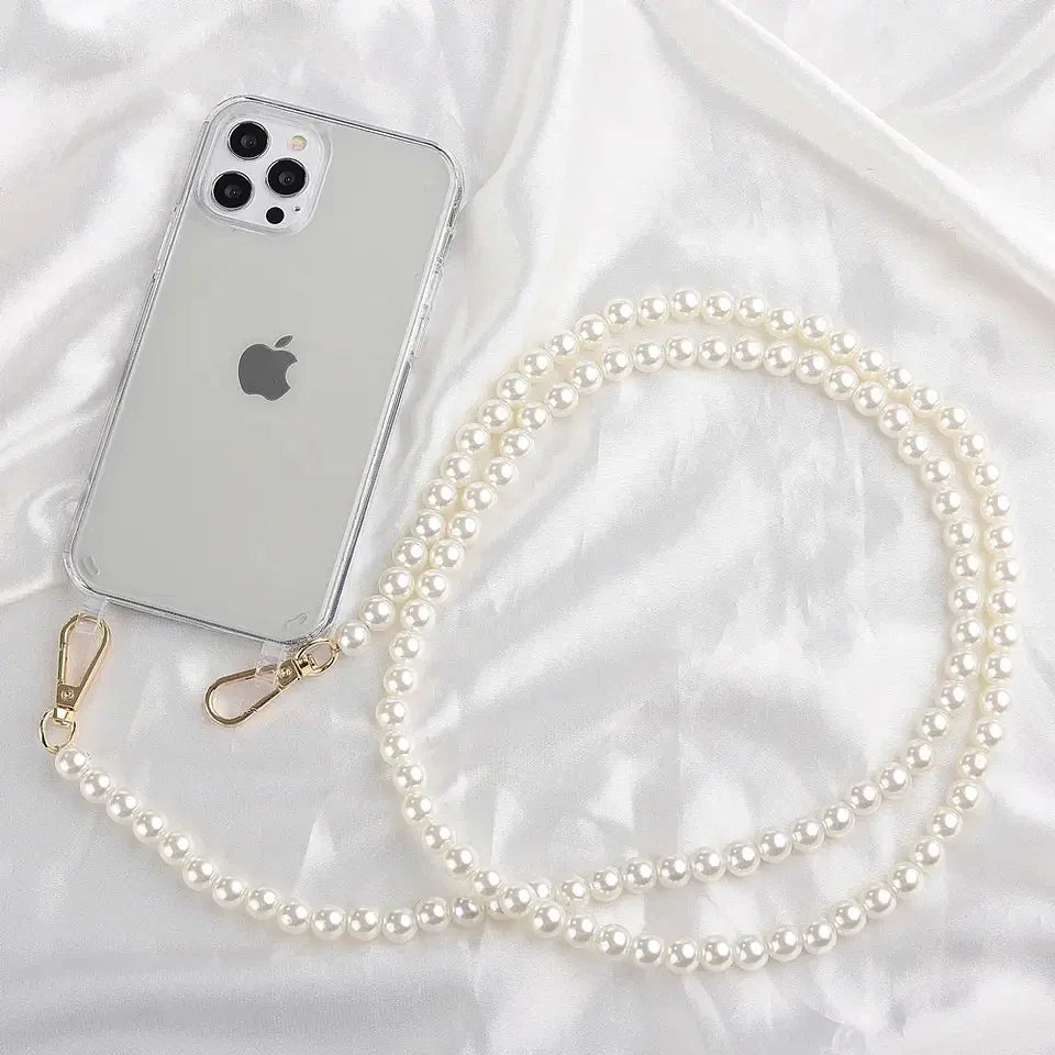 Crossbody Lanyard Necklace Pearl Bracelet Phone Case with Chain for Iphone 13 12 14 Pro Max 15 X XS 6S 7 8 Plus Cover with Strap