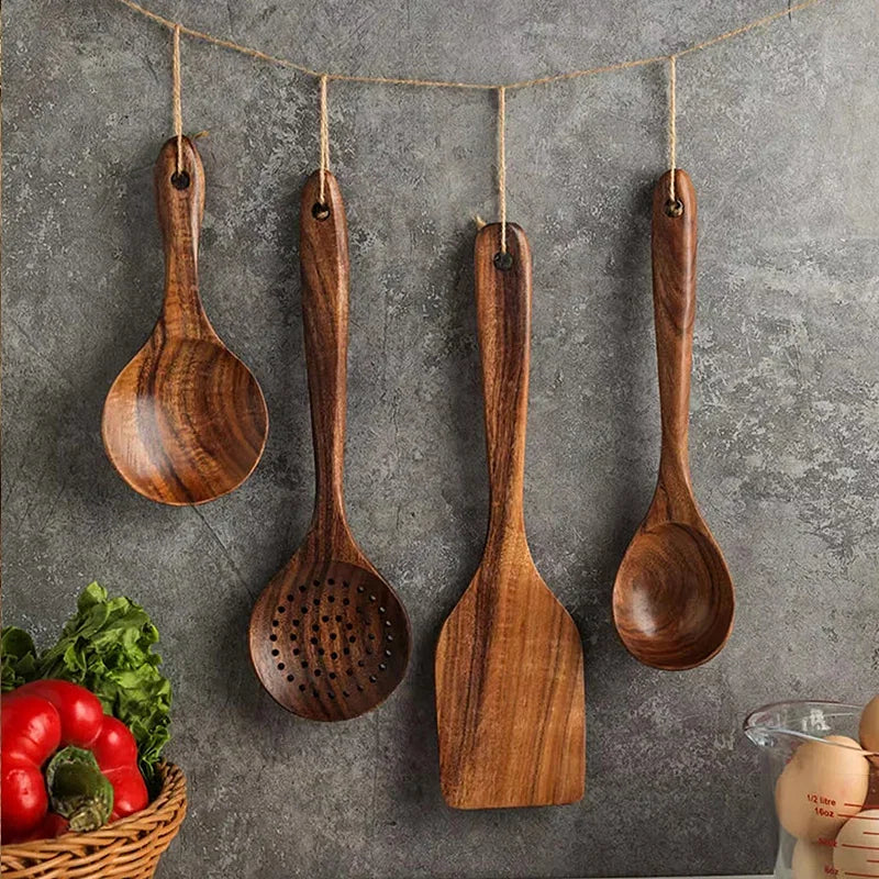 - Teak Wooden Spatulas Kitchen Utensils Cooking Utensil