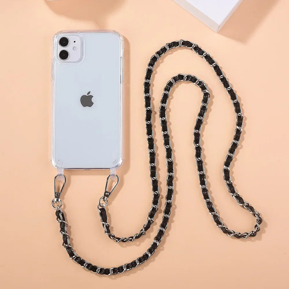 Crossbody Lanyard Necklace Pearl Bracelet Phone Case with Chain for Iphone 13 12 14 Pro Max 15 X XS 6S 7 8 Plus Cover with Strap