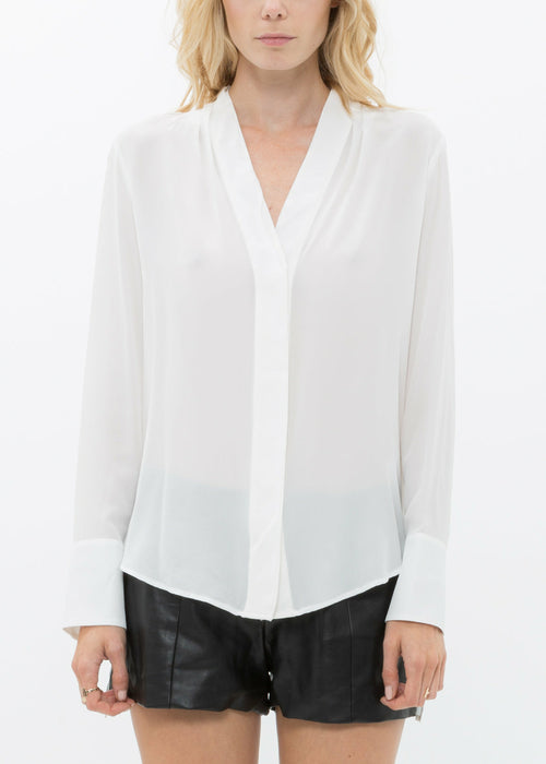 Women's Sheer Placket Hi Lo Blouse