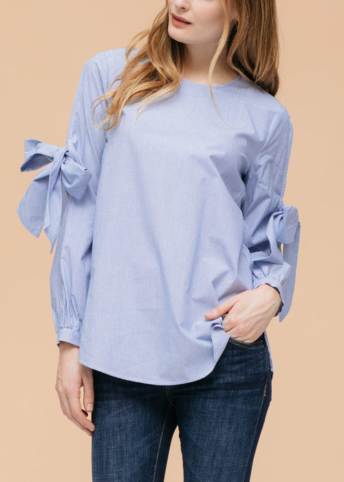 Women's Tie Sleeve Poplin Blouse